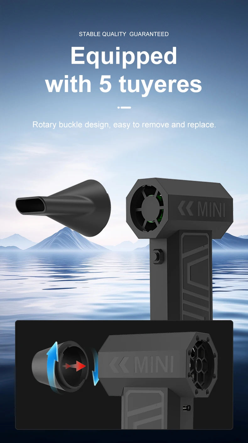 Violent Fan 130000RPM Powerful Air Blower Vacuum Dust Cleaner Type-C Charging Strong Winds 52m/s Brushless Turbo Jet Blower ﻿