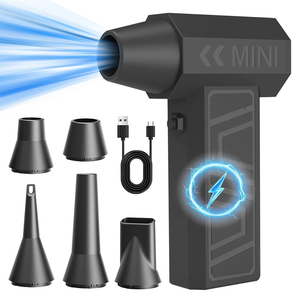 Violent Fan 130000RPM Powerful Air Blower Vacuum Dust Cleaner Type-C Charging Strong Winds 52m/s Brushless Turbo Jet Blower ﻿